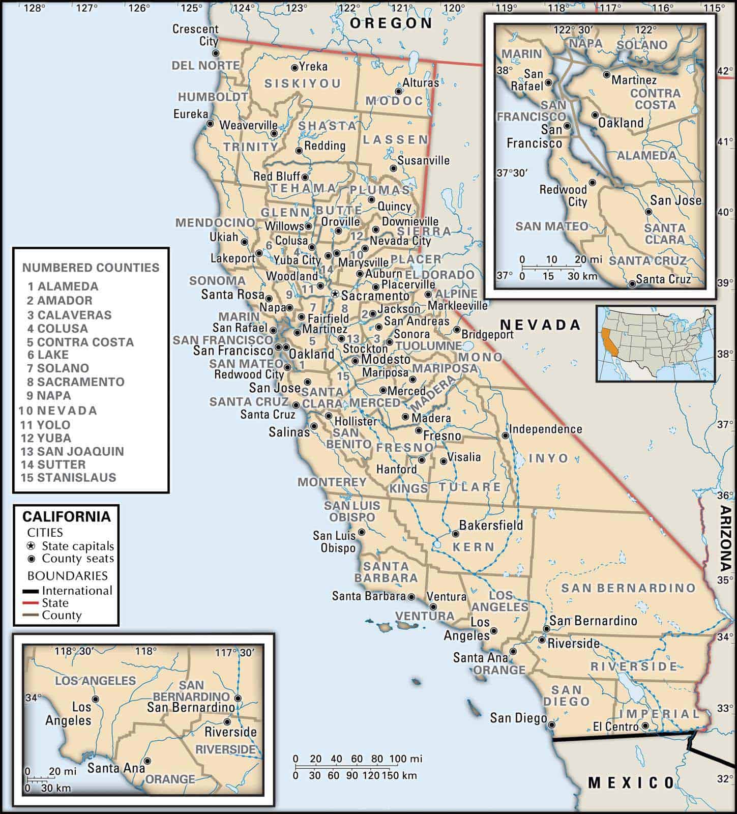 County map of California