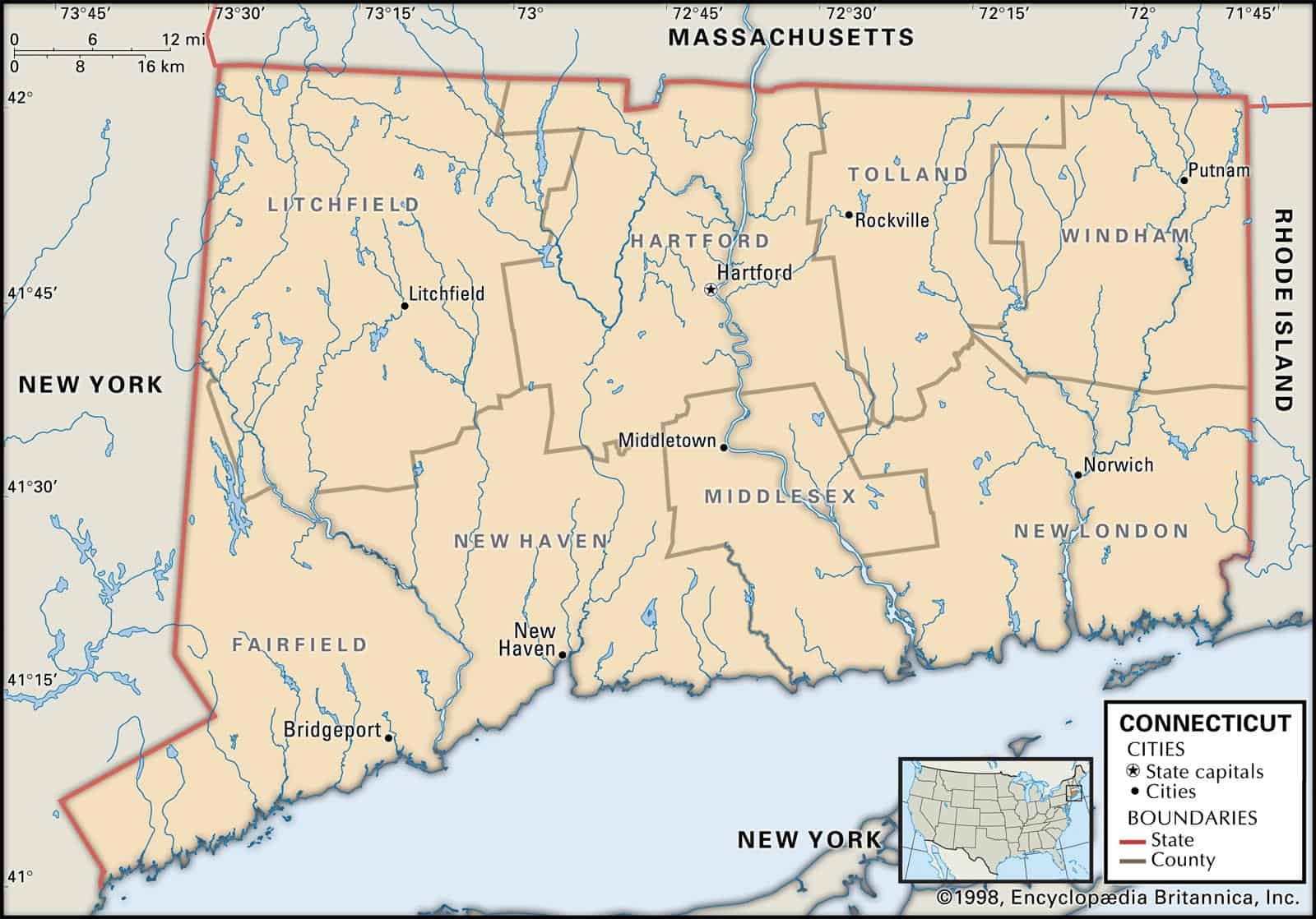 Image result for connecticut county map