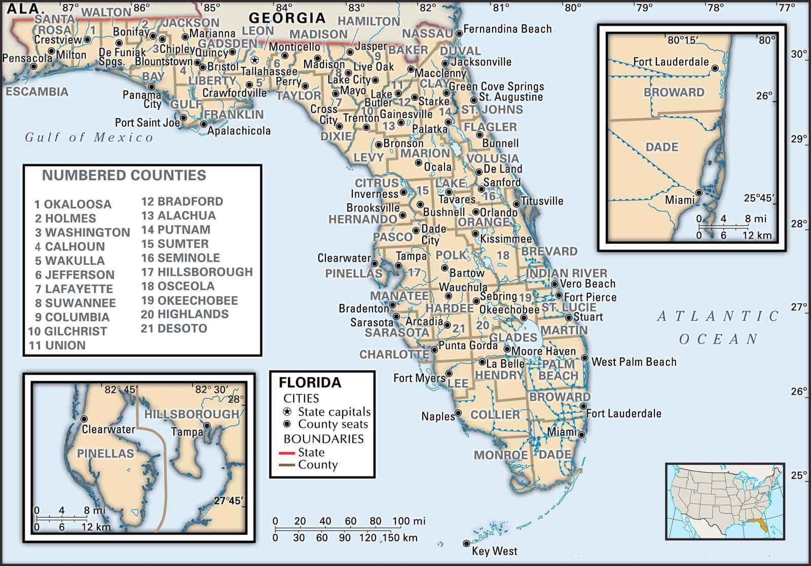 State and County Maps of Florida