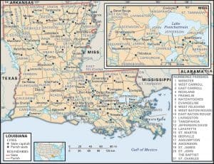 louisiana parish maps map la state parishes printable land lafayette boundaries ownership government cities historical counties britannica seats road mapofus