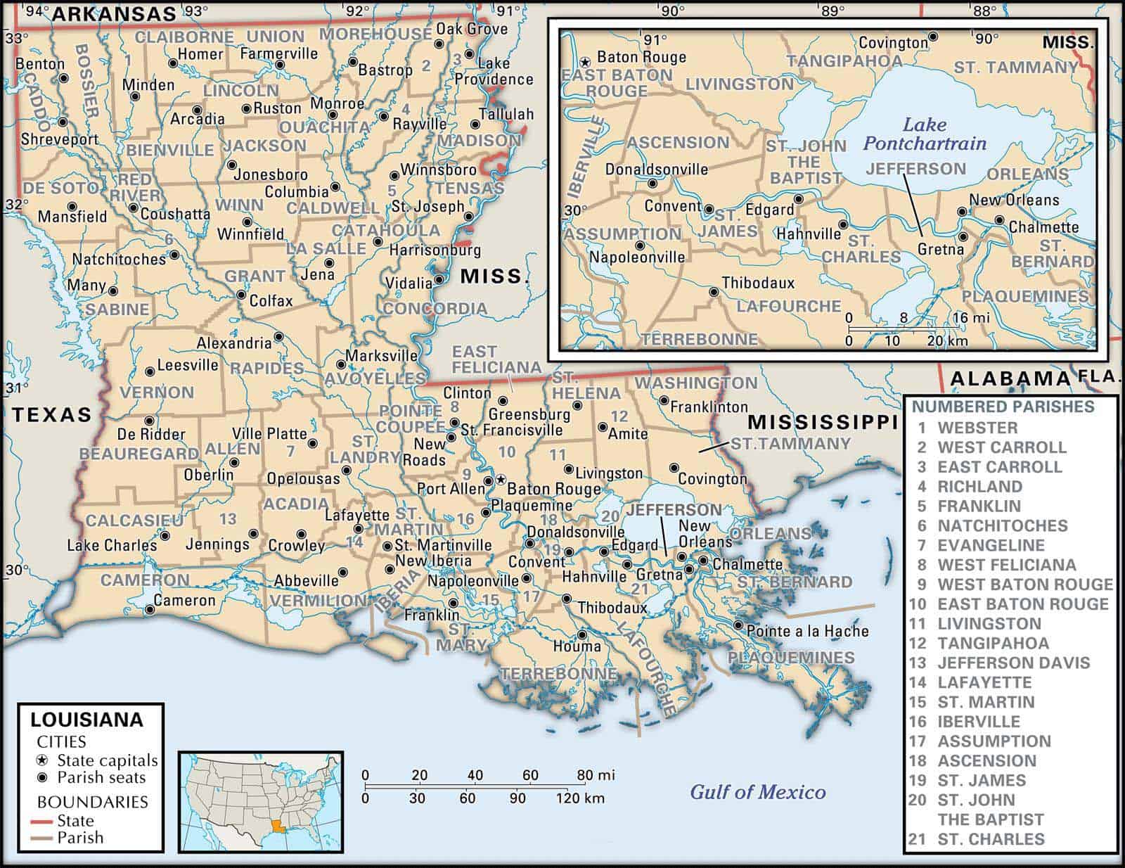 louisiana state map with parishes State And Parish Maps Of Louisiana louisiana state map with parishes