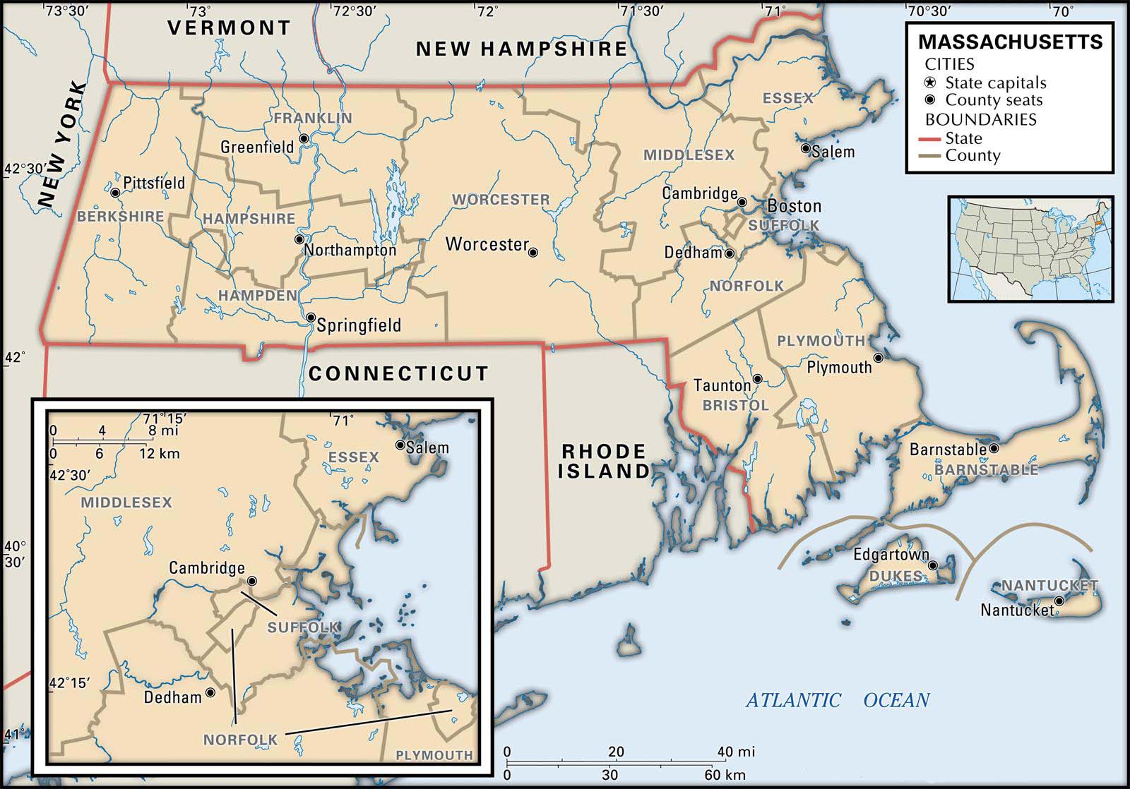 State And County Maps Of Massachusetts