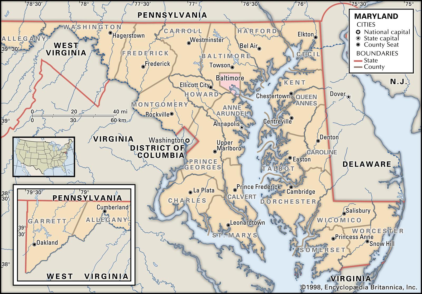 maryland map of counties State And County Maps Of Maryland maryland map of counties