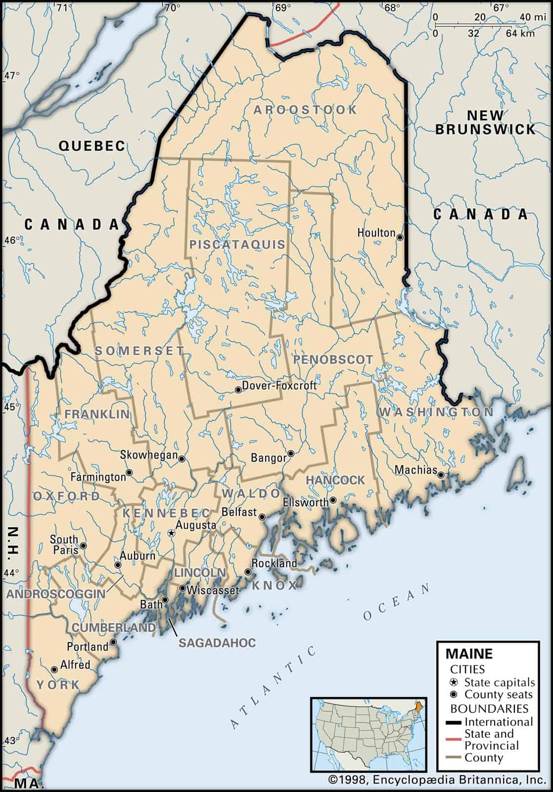 State and County Maps of Maine