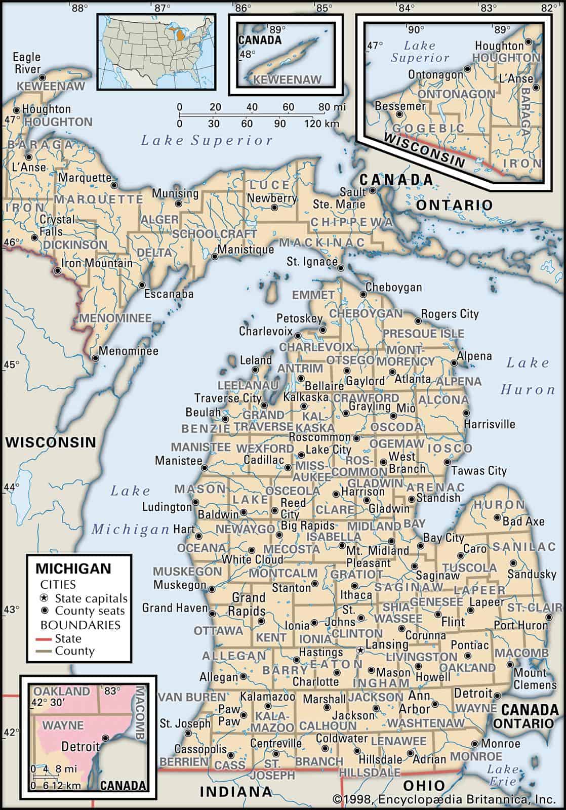 michigan map with county lines State And County Maps Of Michigan michigan map with county lines