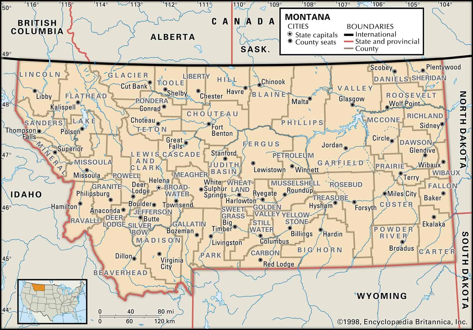 show montana on us map State And County Maps Of Montana show montana on us map