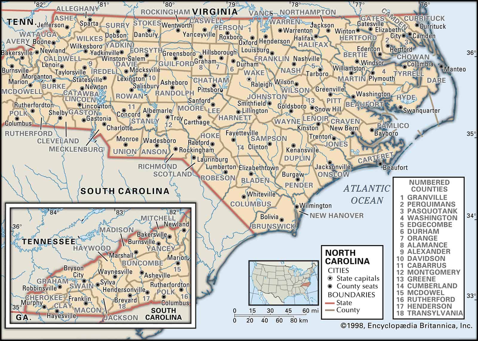 maps of north carolina State And County Maps Of North Carolina