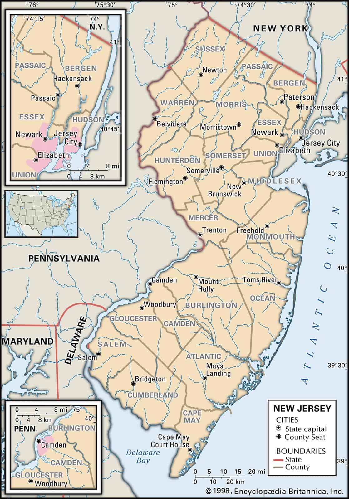 State and County Maps of New Jersey