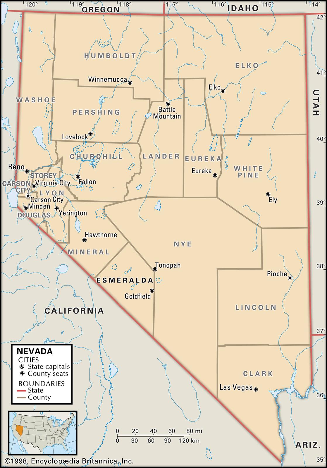 State And County Maps Of Nevada