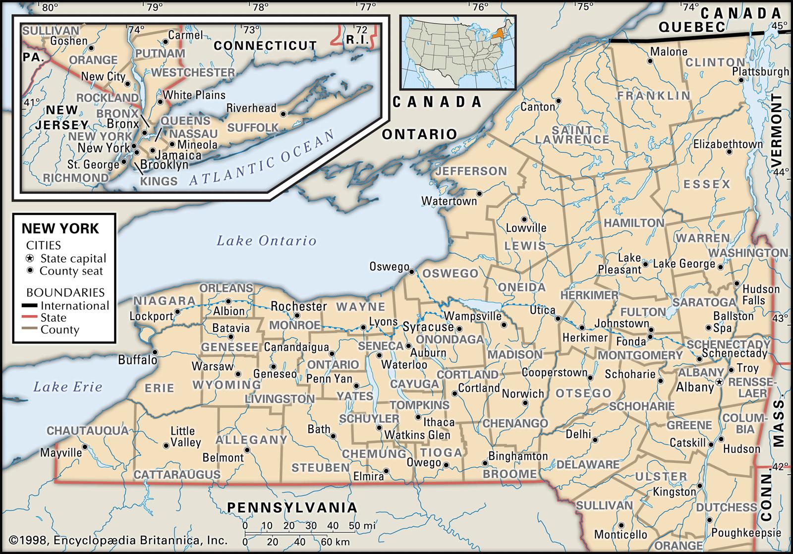 Map Of New York State By County - Vivia Joceline