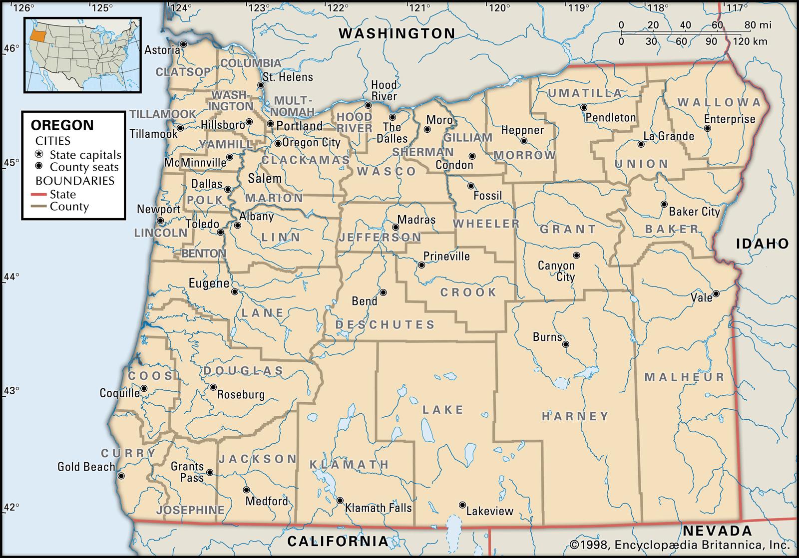 Map of Oregon Counties