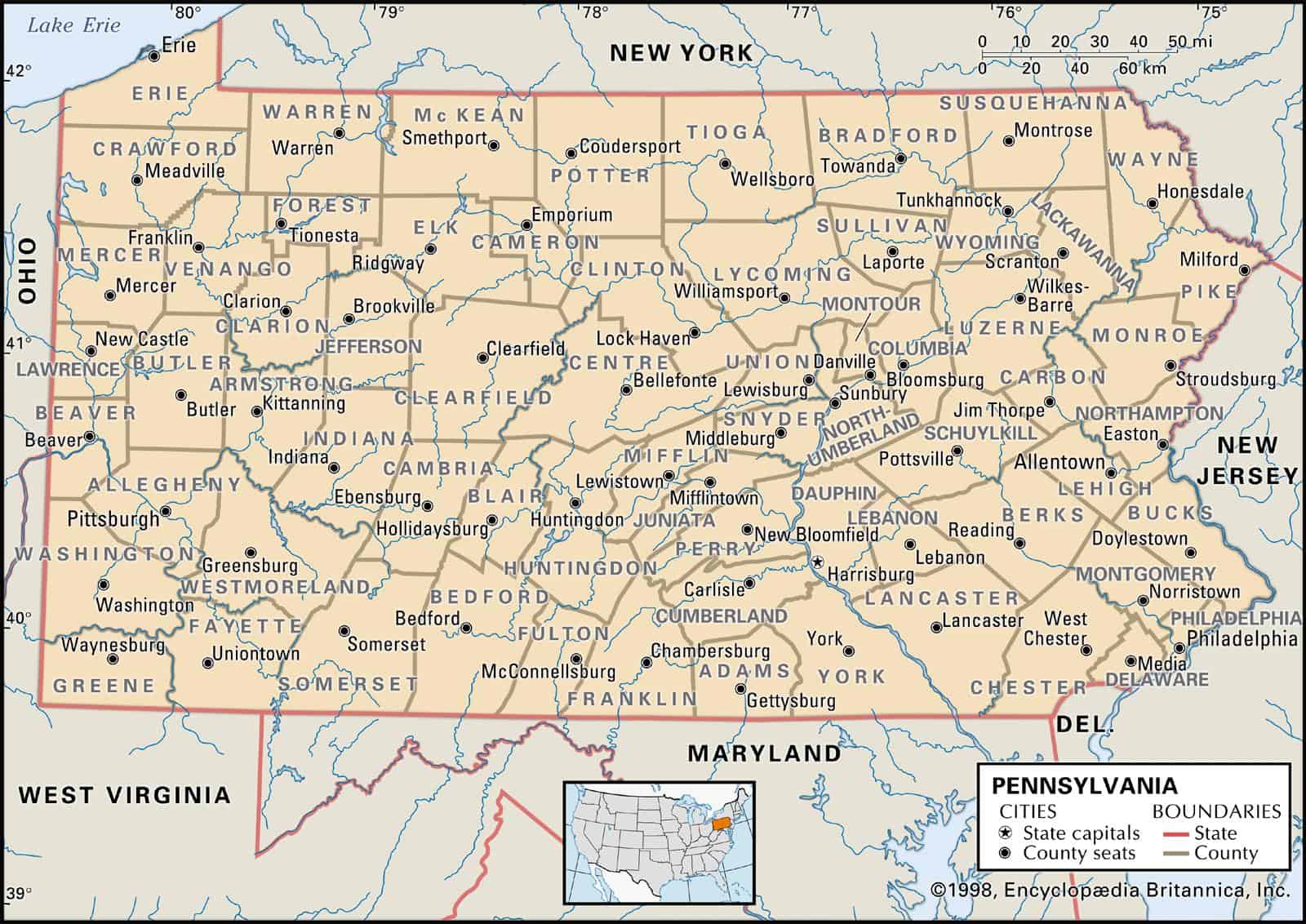 pennsylvania map with counties State And County Maps Of Pennsylvania pennsylvania map with counties