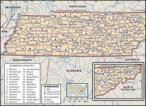 Map of Tennessee Counties Map of Tennessee Counties