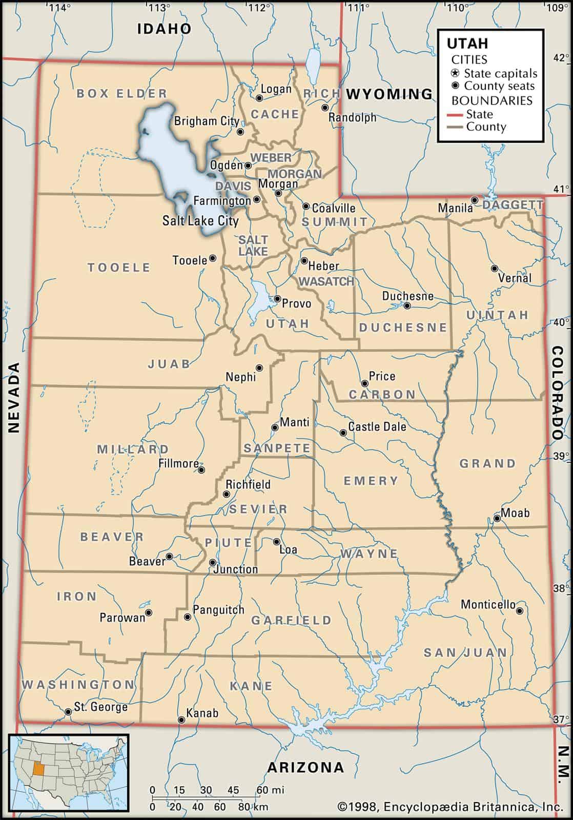 counties in utah map State And County Maps Of Utah counties in utah map