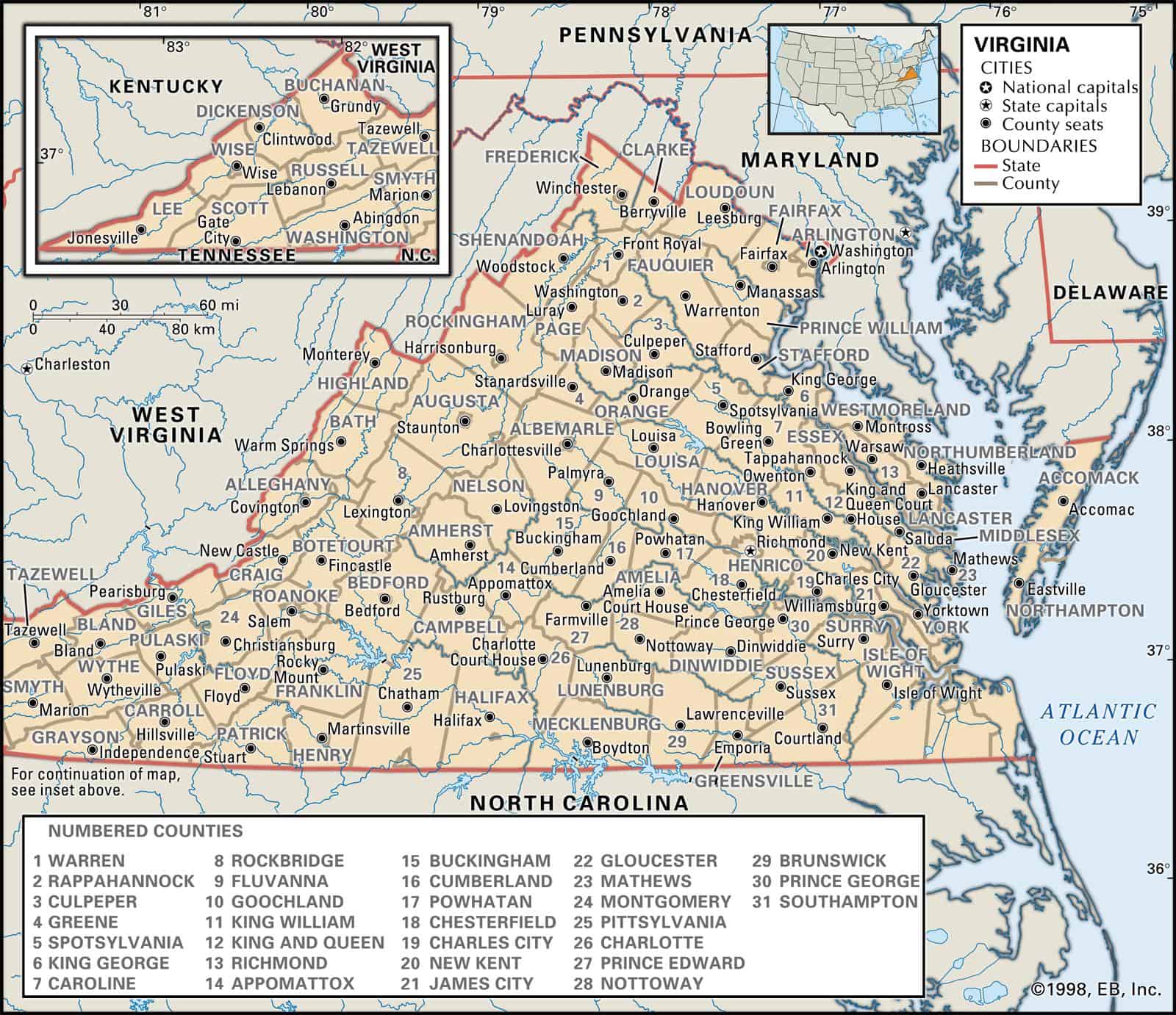 State And County Maps Of Virginia