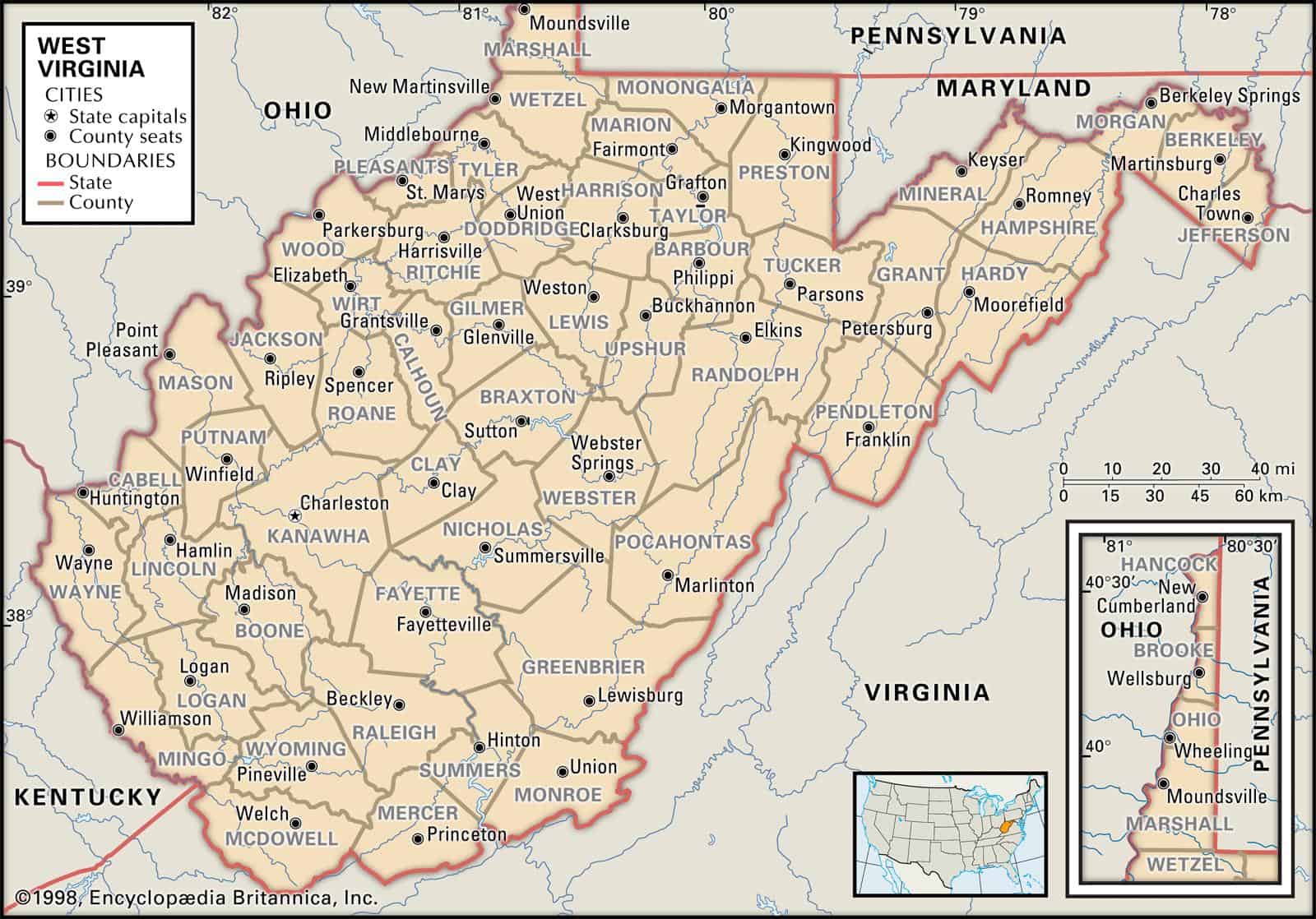 Printable Map Of West Virginia