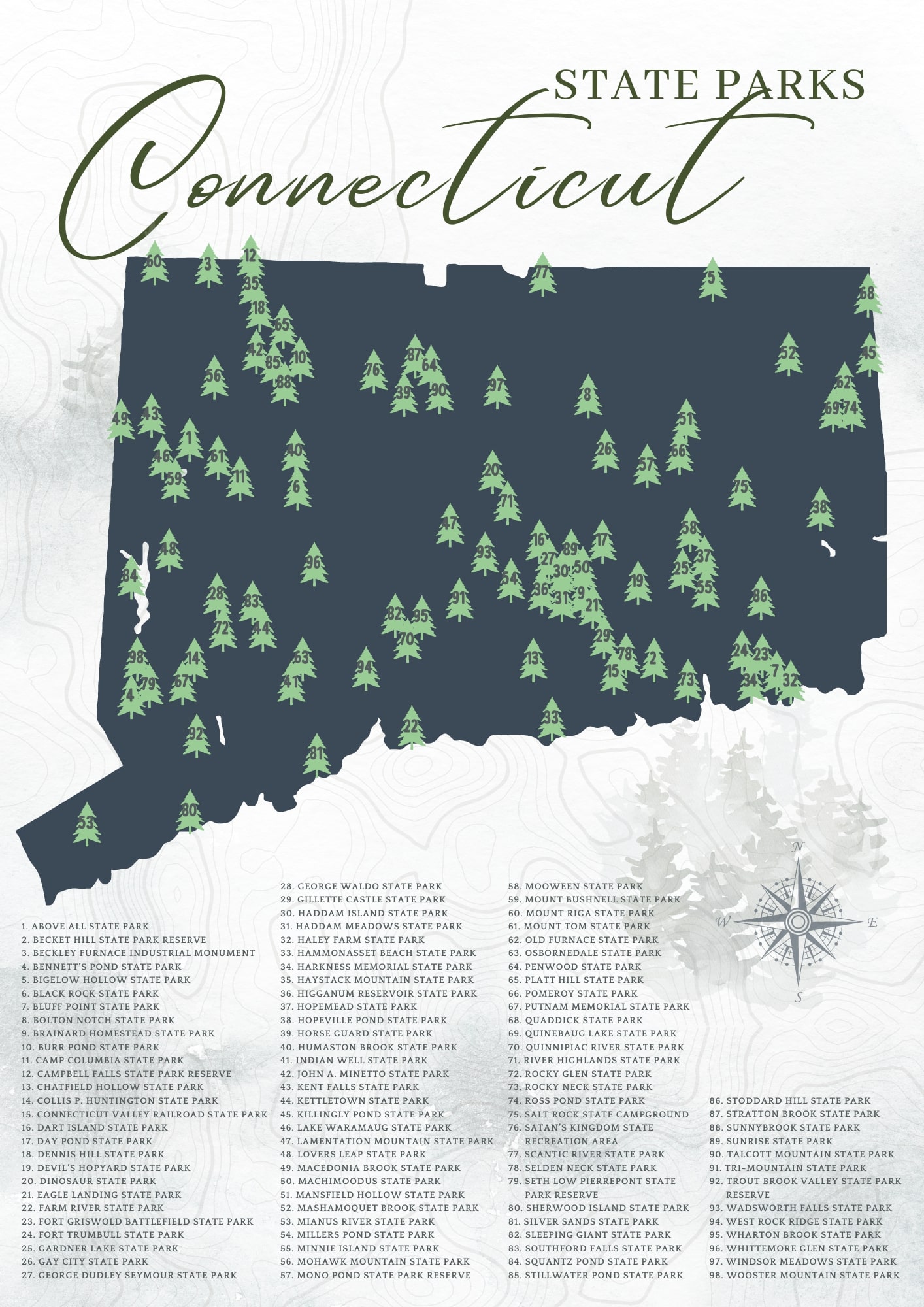 Printable Connecticut State Parks Map