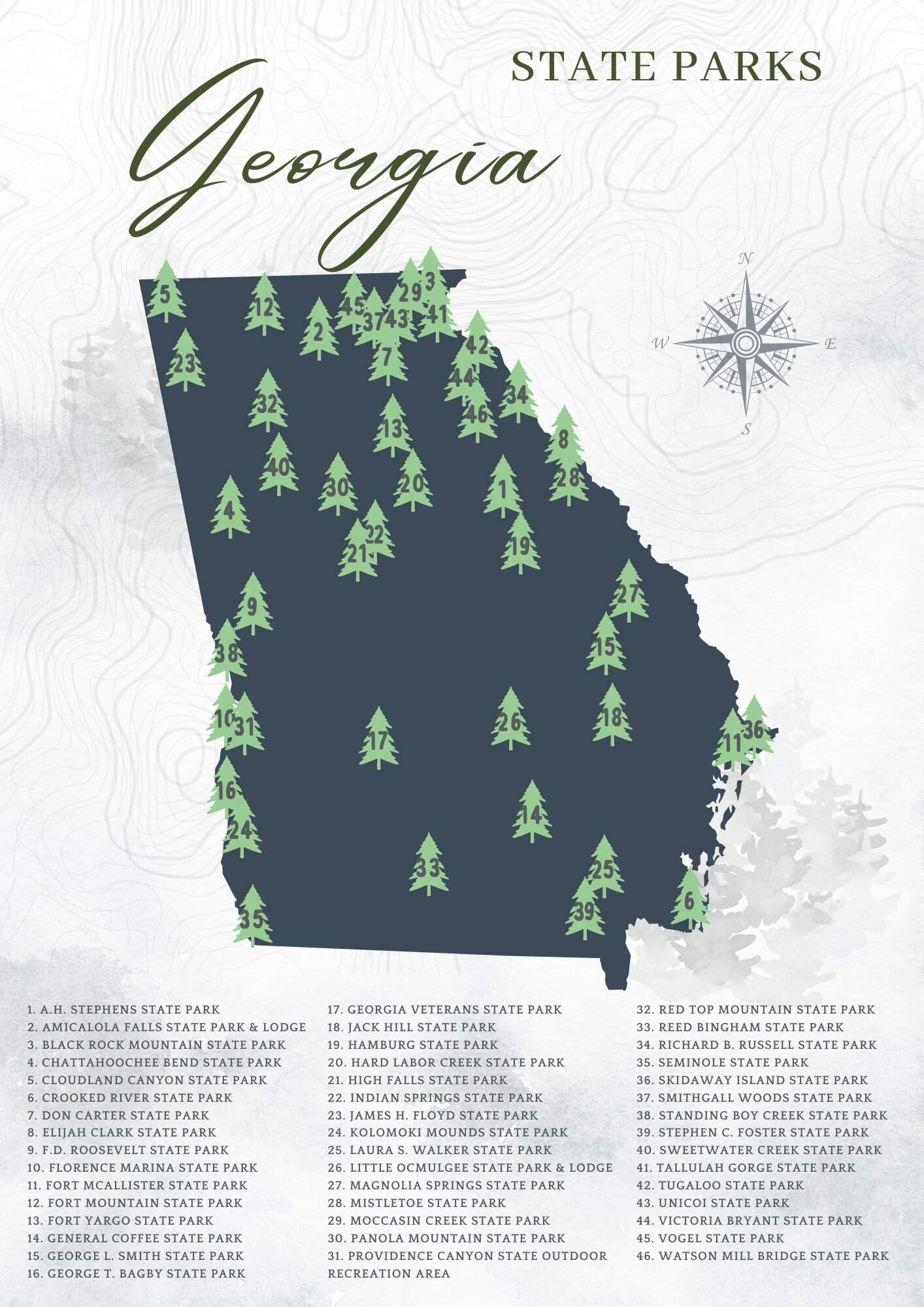 Printable Georgia State Parks Map