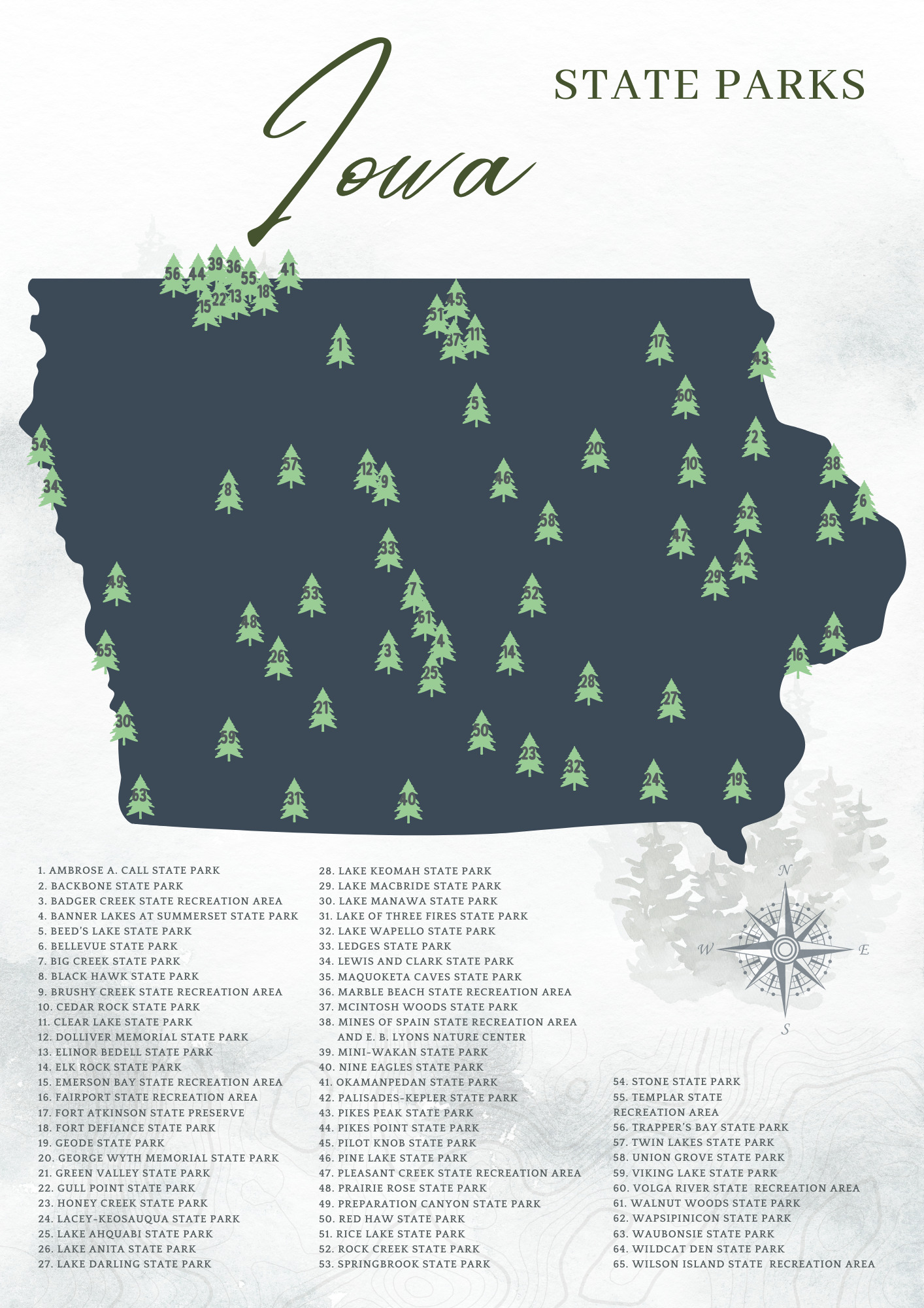 Printable Iowa State Parks Map
