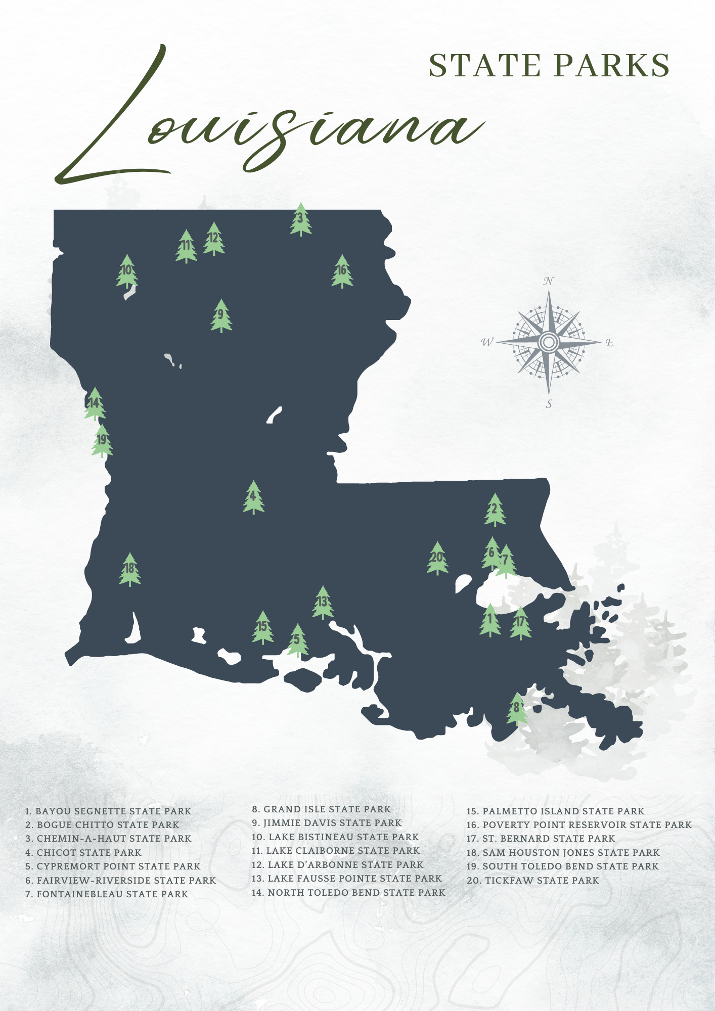 Printable Louisiana State Parks Map 