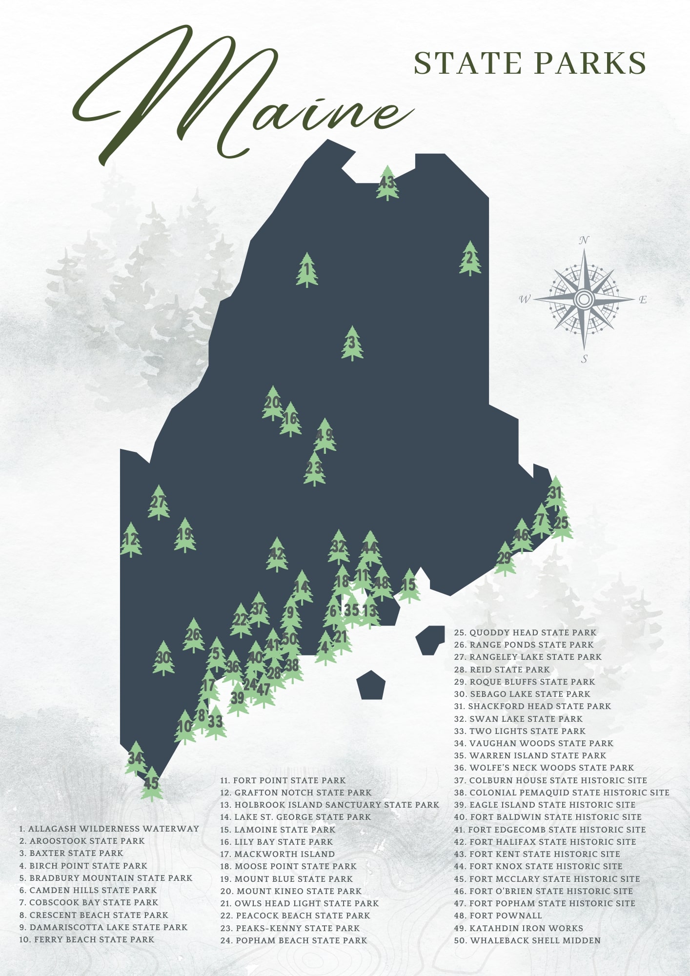 Printable Maine State Parks Map