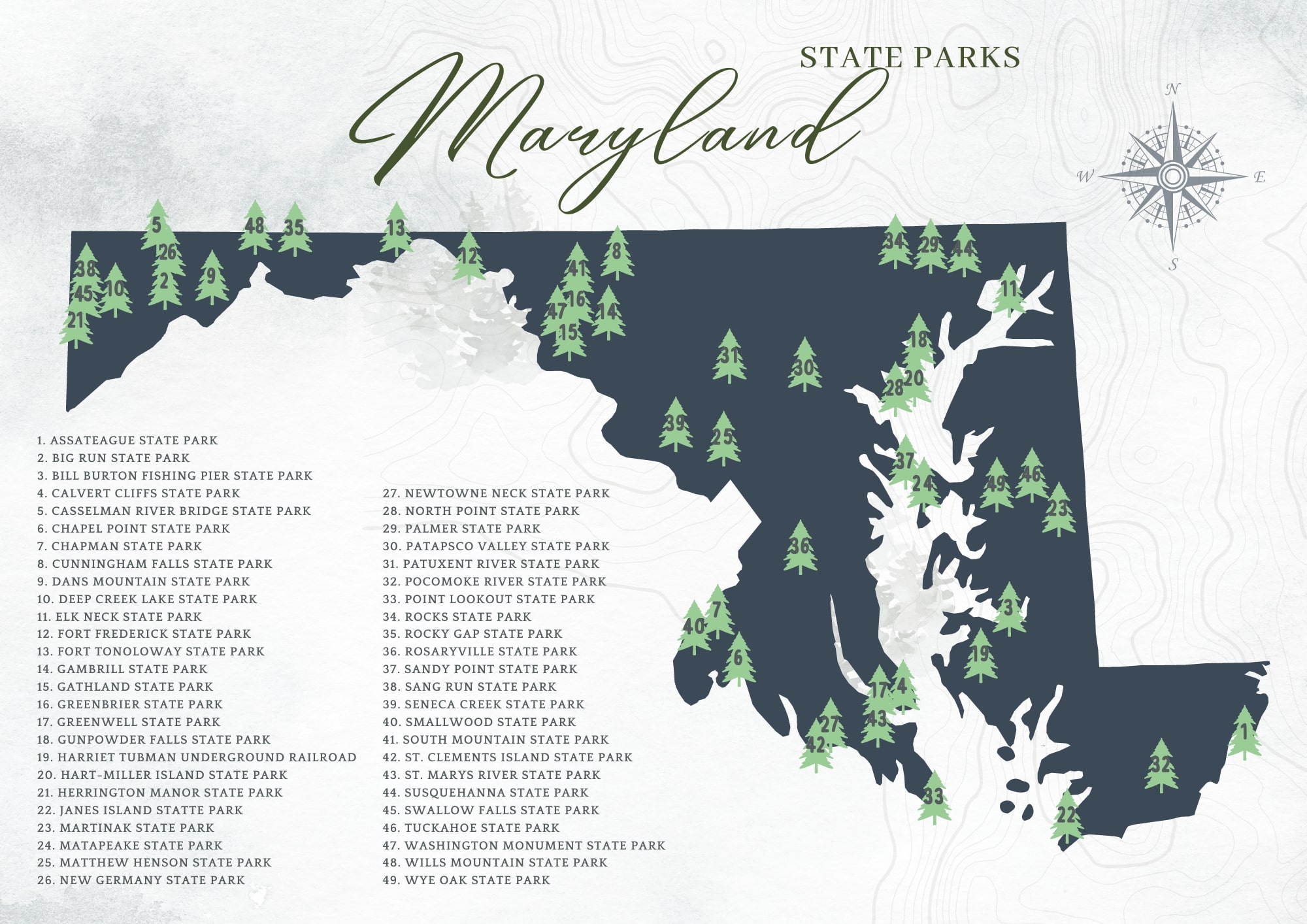 Printable Maryland State Parks Map