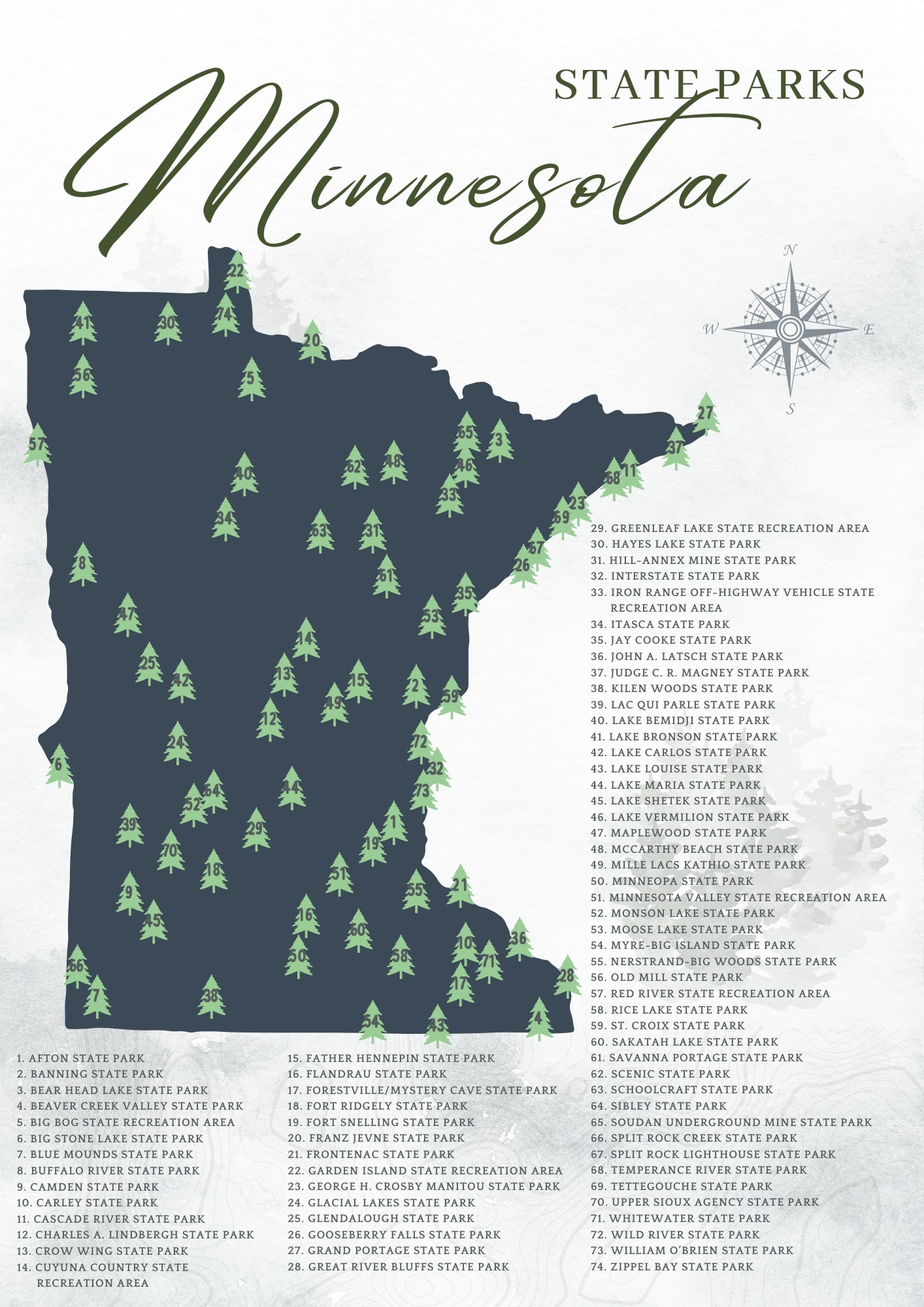 Printable Minnesota State Park Map