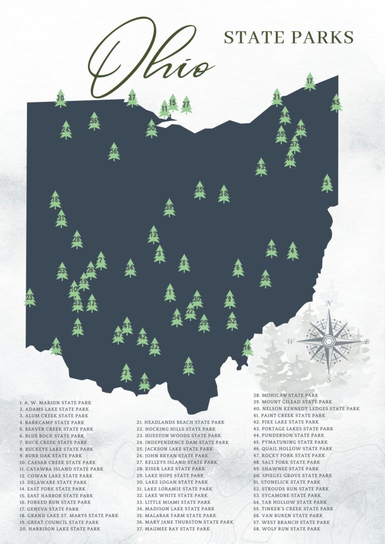 Ohio State Park Map Travel Here for Outdoor Adventure