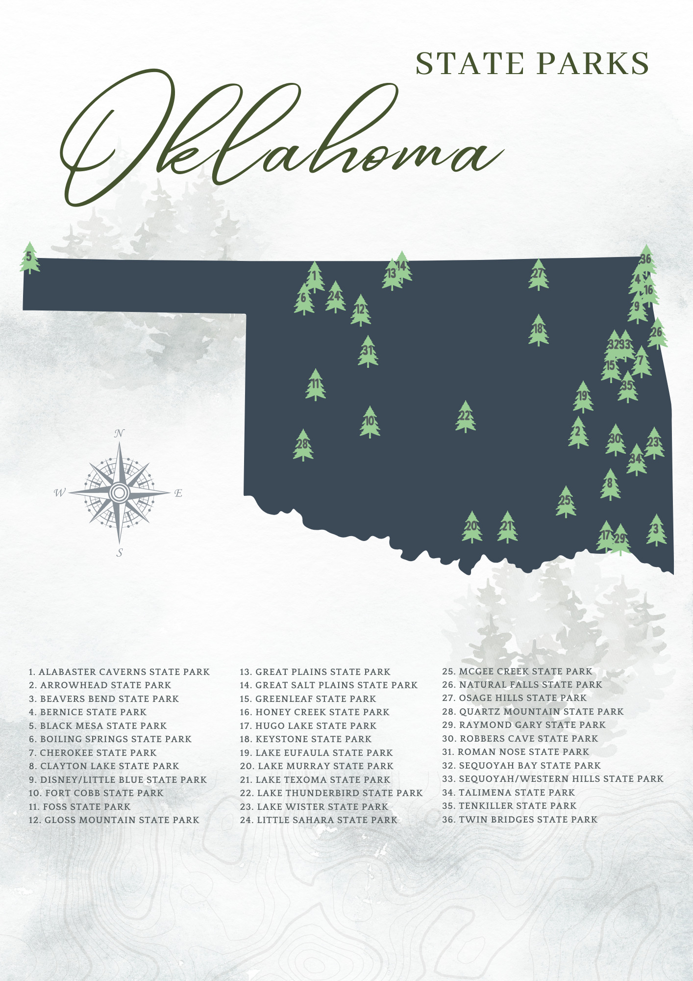 Printable Oklahoma State Parks Map
