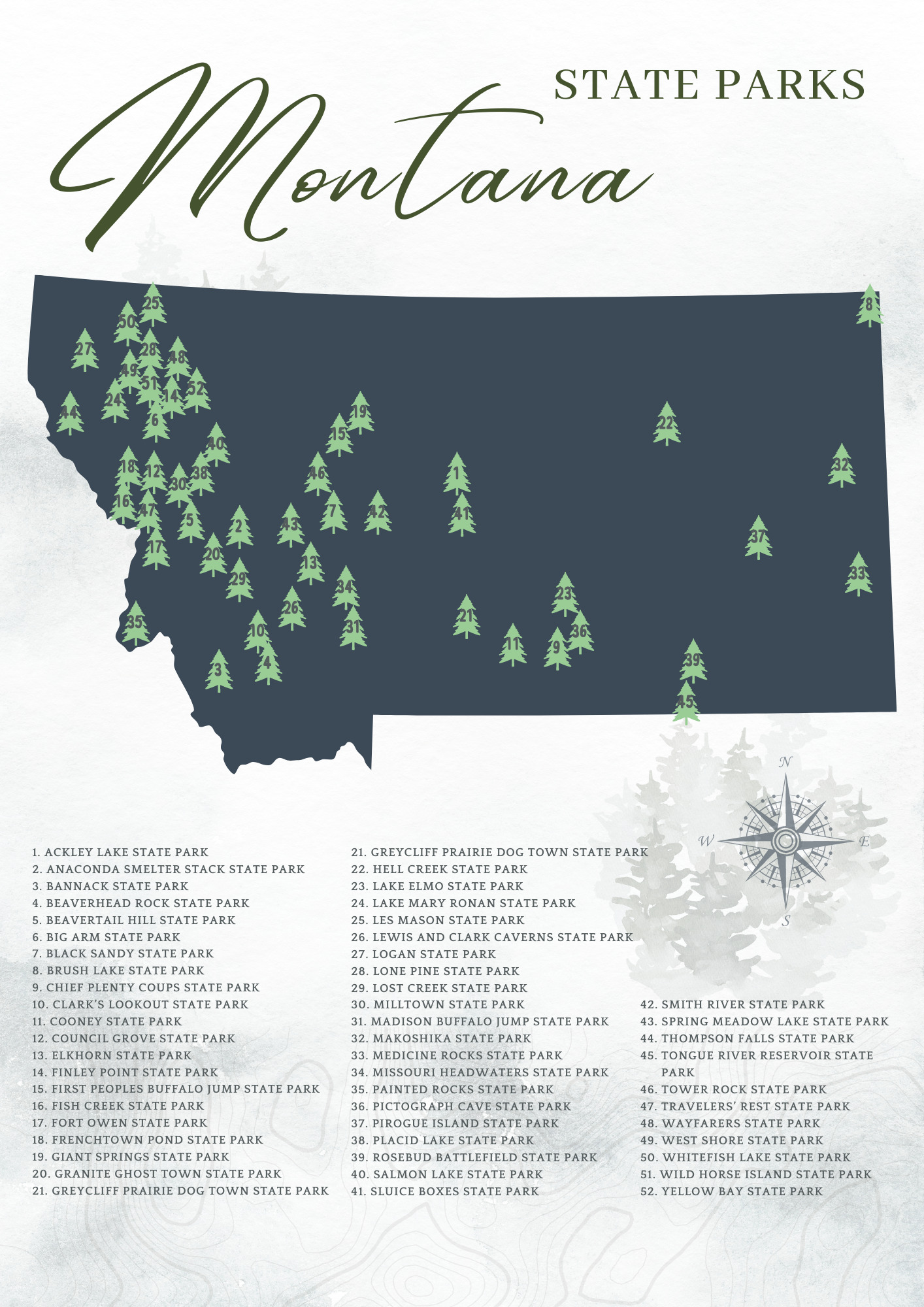 Printable Montana State Parks Map