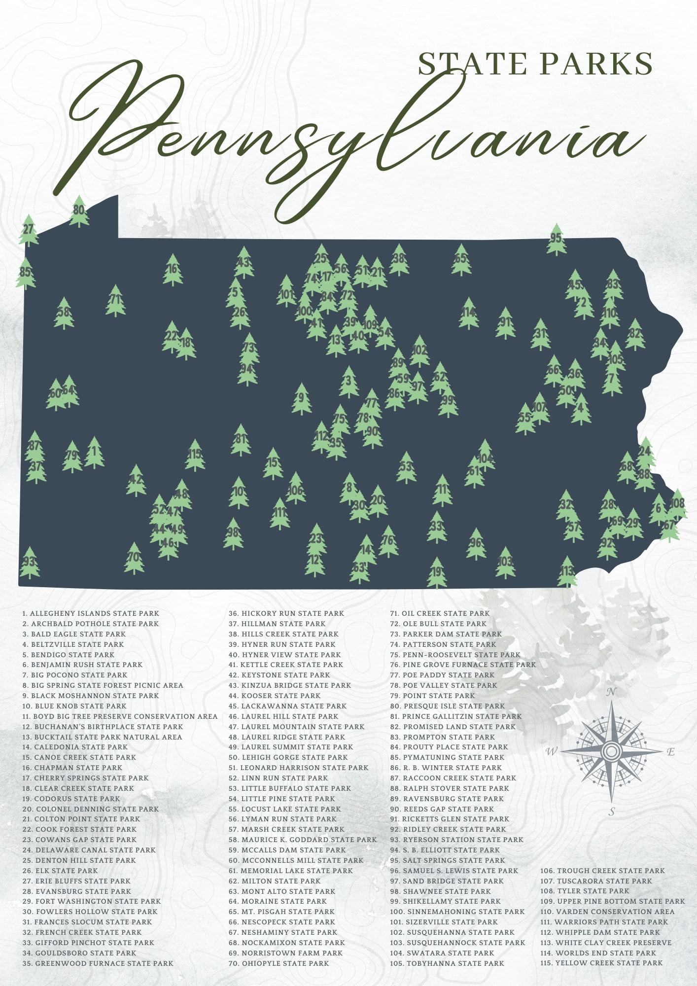 Printable Pennsylvania State Parks Map