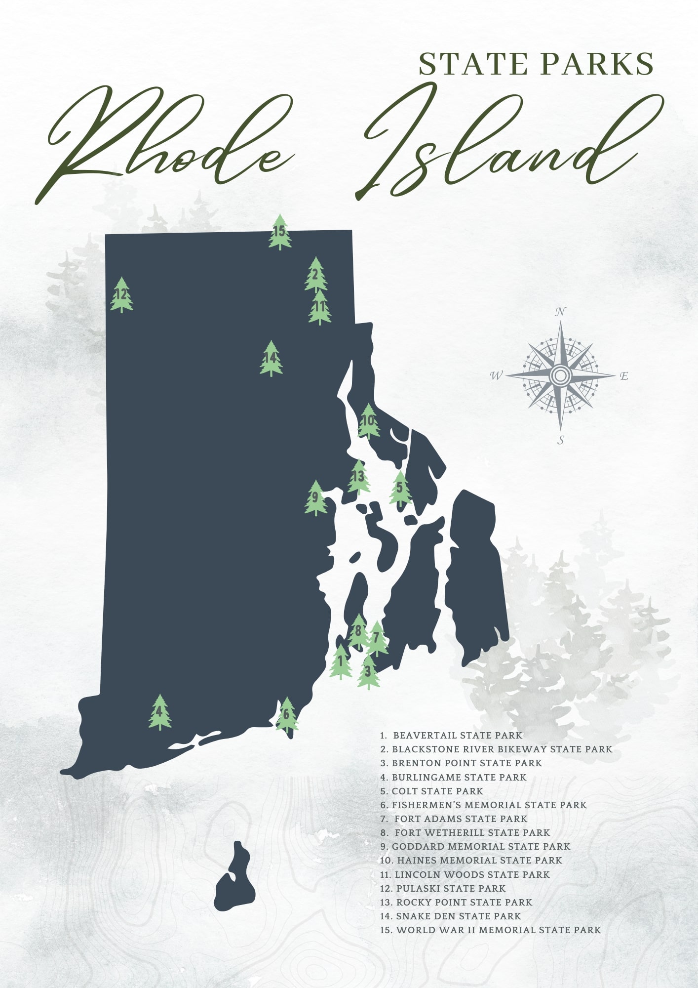 Printable Rhode Island State Parks Map