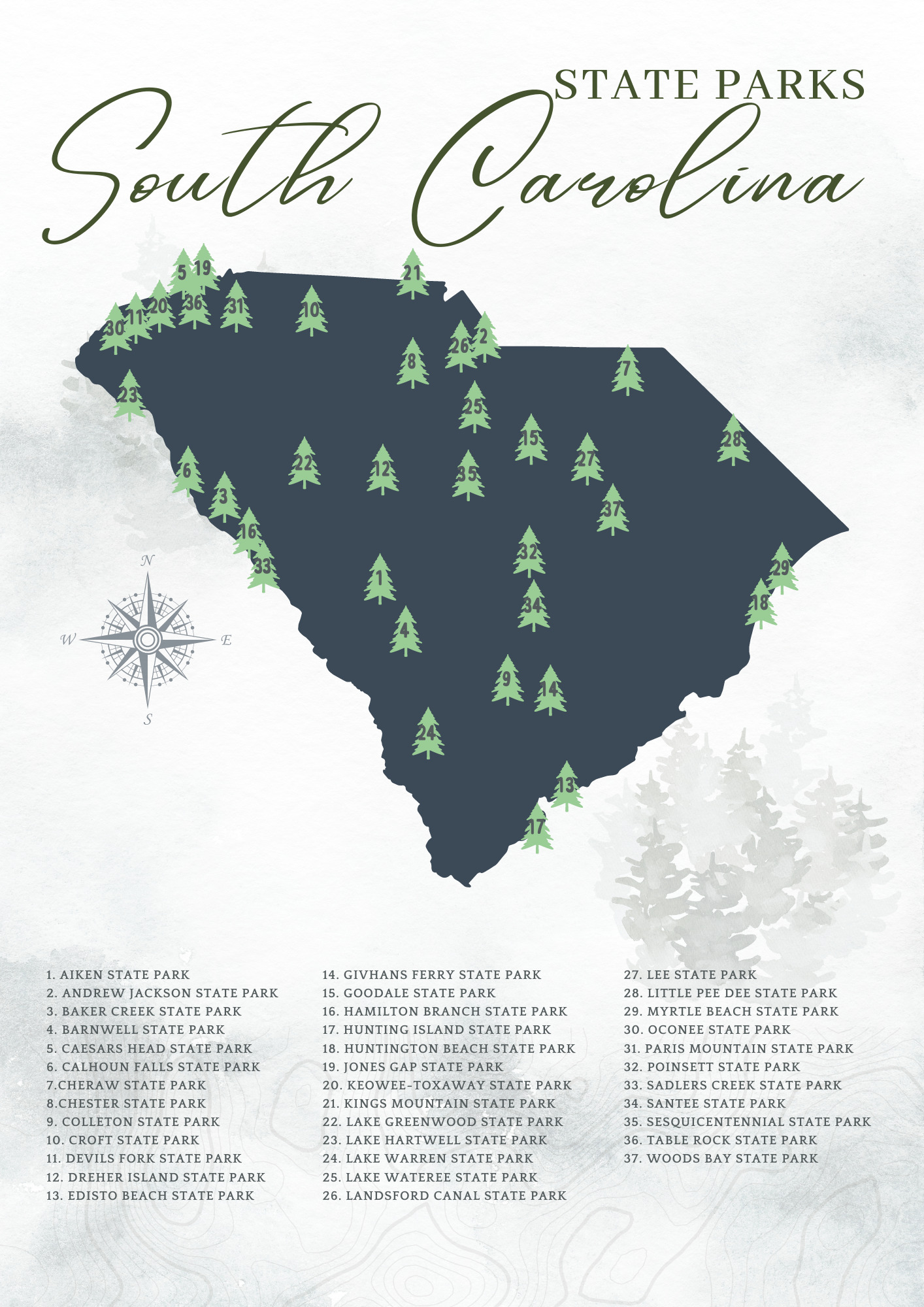 Printable South Carolina State Parks Map