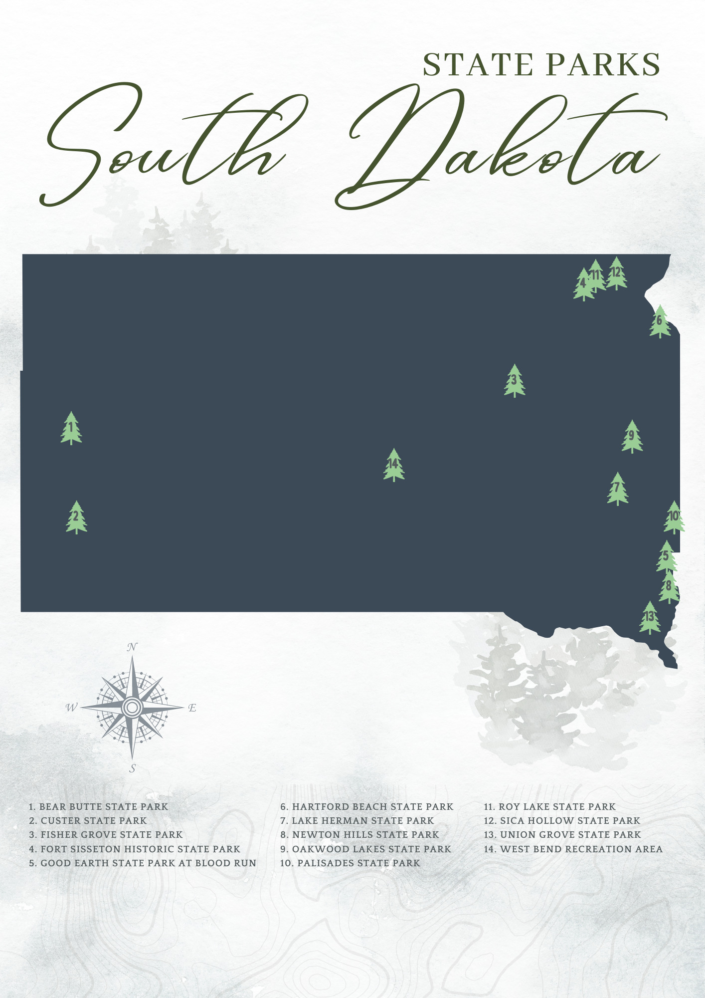 Printable South Dakota State Parks Map
