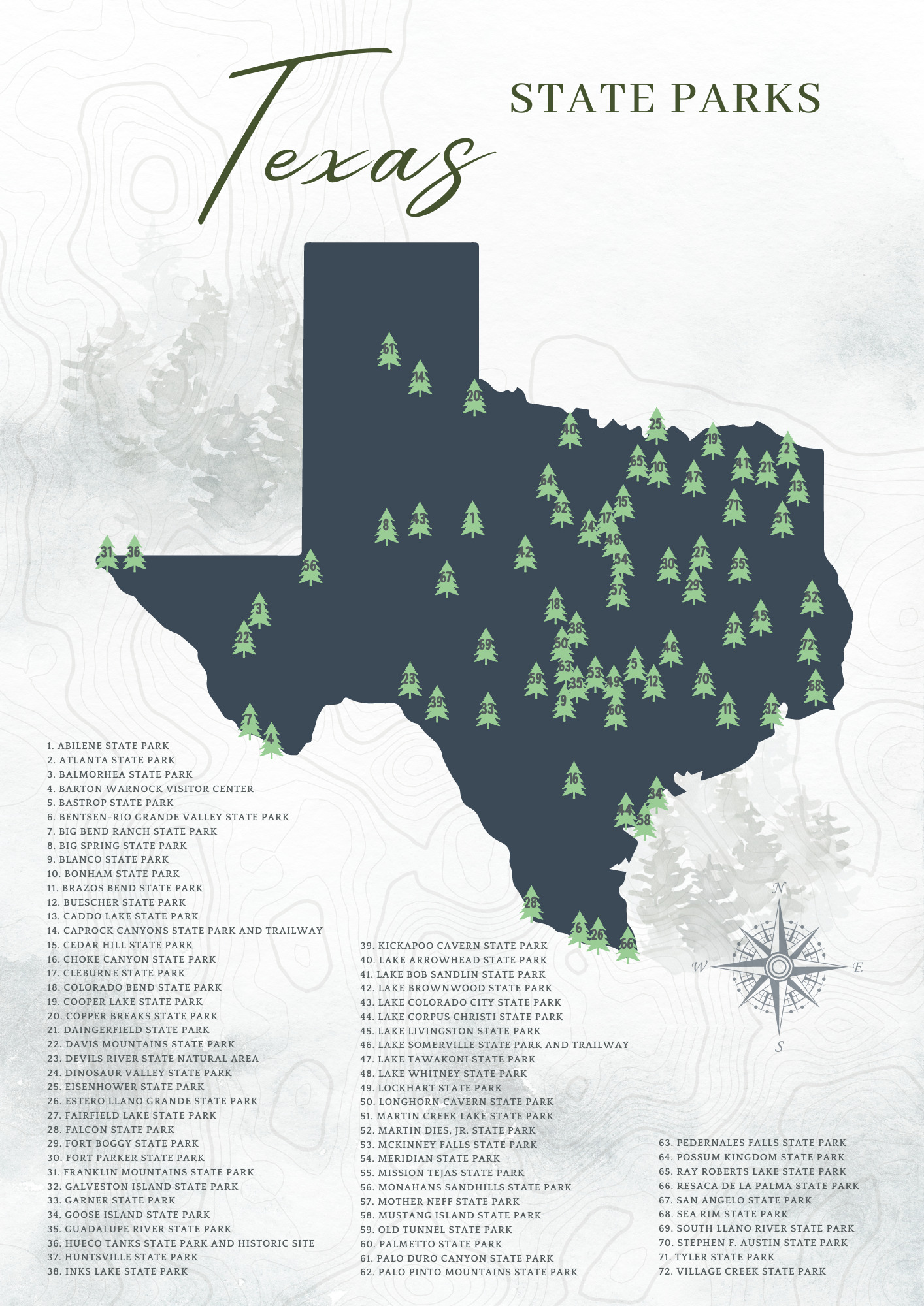 Printable Texas State Parks Map