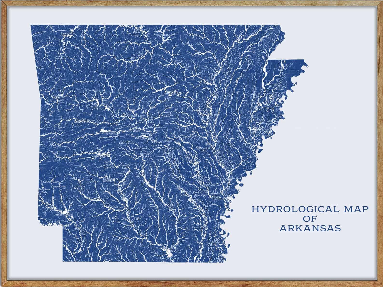 Arkansas Lakes and Rivers Map