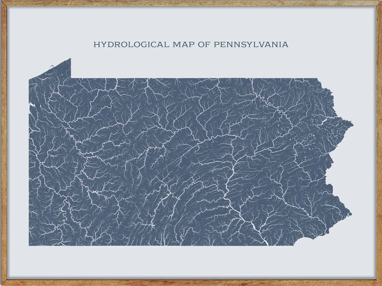Pennsylvania Lakes and Rivers Map Historic Waterways