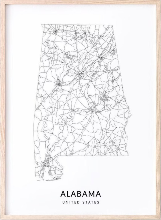 Printable Alabama Cities and Highways Map