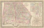 1880 County map of the states of Georgia and Alabama