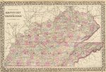 1880 County Map of Kentucky and Tennessee